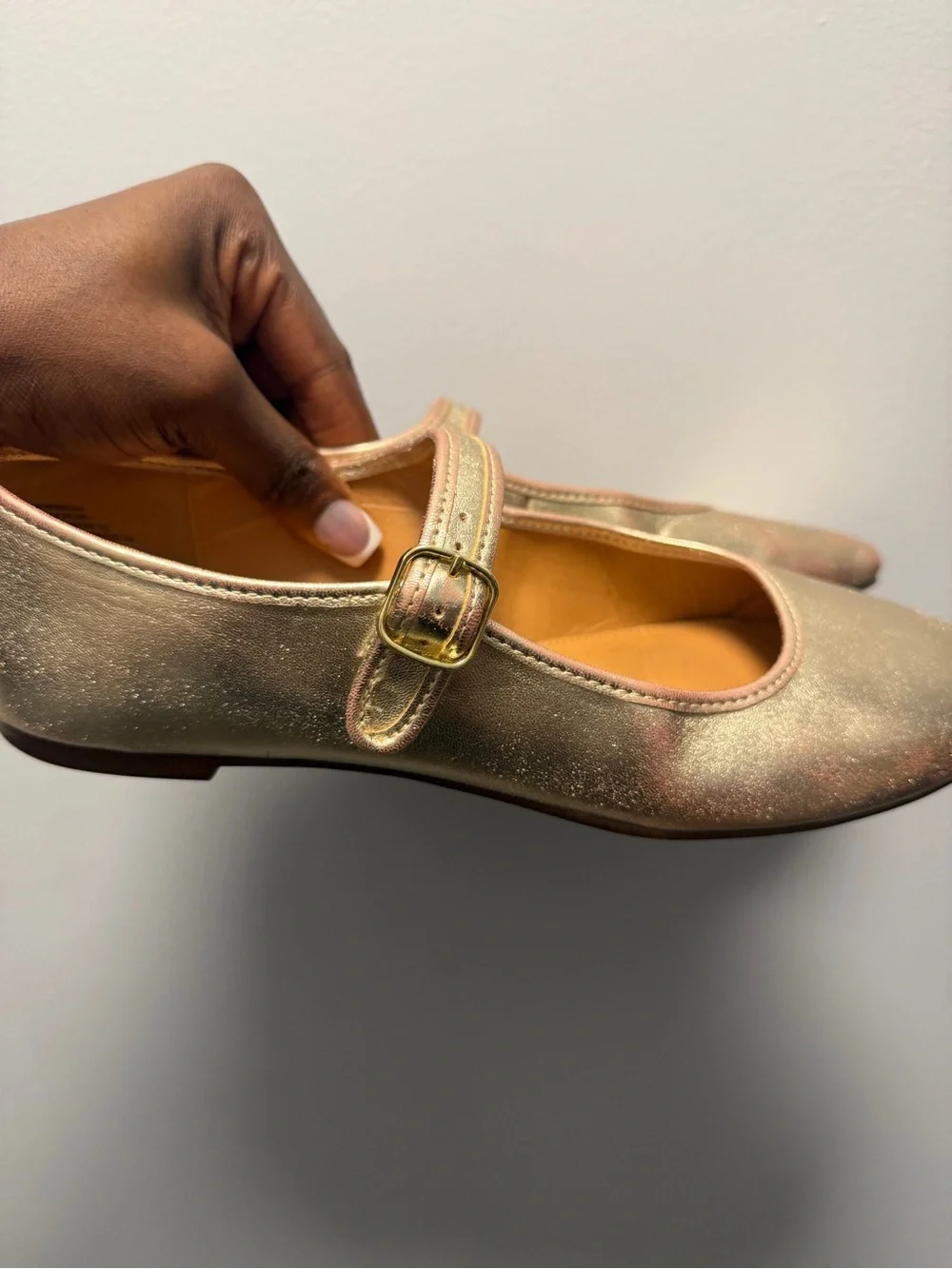 J. Crew Metallic Gold Mary Jane Flats
